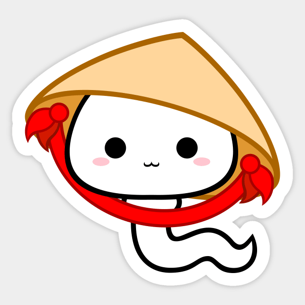 Cute Kawaii Sperm wear Vietnamese Hat Sticker by alien3287